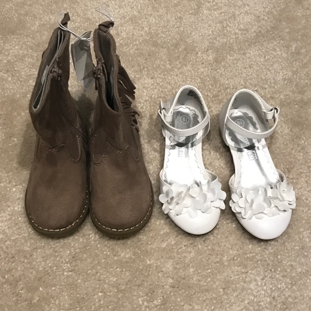 Brand new boots and white dressy shoes